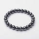 Round Synthetical Magnetic Synthetic Hematite Stretch Bracelets BJEW-O118-09-1