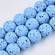 Spray Painted Natural Lava Rock Beads Strands G-N0324-C-04-1