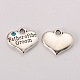 Wedding Theme Antique Silver Tone Tibetan Style Heart with Father of the Groom Rhinestone Charms X-TIBEP-N005-13-2