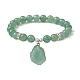 Bracelet extensible en perles d'aventurine verte naturelle et d'hématite synthétique BJEW-JB09760-02-1