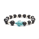 Dyed Synthetic Turquoise(Dyed) Tortoise & Natural Lava Rock Beaded Stretch Bracelet for Women BJEW-JB09229-02-1