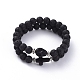 Natürliche Lava Rock Perlen Stretch Armbänder BJEW-JB04979-03-1