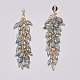 Electroplate Glass Cluster Beads Dangle Stud Earrings EJEW-JE03824-3