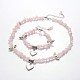 Quartz rose naturel et alliage coeur pendentif colliers et bracelets à breloques ensembles de bijoux pour la Saint-Valentin SJEW-JS00845-01-1