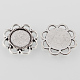 Tibetan Style Antique Silver Alloy Flower Tray Cabochon Settings TIBE-M021-05AS-2