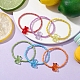 Set di braccialetti con perline acriliche a forma di orso stile arcobaleno da 6 pz per bambini BJEW-JB10066-2