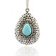 Antique Silver Plated Alloy Synthetic Turquoise Pendants PALLOY-J288-03AS-1