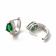 Green Cubic Zirconia Teardrop Hoop Earrings EJEW-H094-01P-2