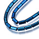 電気メッキオペークガラスビーズ連売り  コラム  ブルー  5x2.5mm  穴：0.8mm  約72~75個/連  13.98インチ〜14.25インチ（35.5~36.2cm） EGLA-T023-02-A01-3