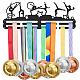 Espositore da parete con porta medaglie in ferro a tema sportivo ODIS-WH0021-504-1