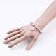 Rosa naturale perle di quarzo si estendono braccialetti BJEW-JB03322-01-3