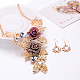 Fashion Women Jewelry Zinc Alloy Glass Rhinestone Flower Bib Statement Necklaces & Earrings Jewelry Sets NJEW-BB15098-6