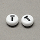 Perline con lettere a foro orizzontale in acrilico bianco e nero SACR-Q101-01T-2