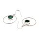 Natural Green Onyx Agate Flat Round Dangle Earrings EJEW-Z024-11A-P-2