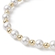 4Pcs 4 Style Natural Pearl & Brass Beaded Stretch Bracelets Set for Women BJEW-JB09662-01-4