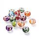 Mixed Large Hole Rondelle Spray Painted Glass European Beads X-GPDL-R004-M1-1