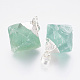 Natural Fluorite Nuggets Plated Pendants G-P077-45-2