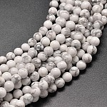 Synthetische howlite runde Perle Stränge, 4 mm, Bohrung: 1 mm, ca. 98 Stk. / Strang, 16 Zoll