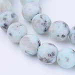 Fili di perle di diaspro / kiwi di sesamo naturale, tondo, smerigliato, 6~6.5mm, Foro: 1 mm, circa 63pcs/filo, 15.5 pollice