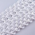 Glass Beads Strands, Faceted, Drop, Clear, 11x8mm, Hole: 1mm, about 57~59pcs/strand, 26.38~26.77 inch