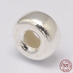 Séparateurs perles en 925 argent sterling, rondelle, couleur d'argent, 3x2mm, Trou: 1mm
