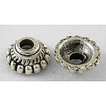 Tapas de abalorios de aleación de estilo tibetano, sin plomo y níquel y cadmio, cono, plata antigua, aproximamente 8 mm de diámetro, 3 mm de espesor, agujero: 2 mm, diámetro interior: 5 mm