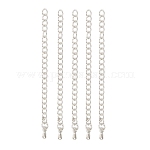 Extensores de cadena de latón, con encantos de lágrima, Platino, 65~70x3x1.5mm, agujero: 3x2 mm