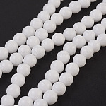 Chapelets de perles en pierre gemme naturelle, jade blanc naturel, ronde, teints et chauffée, blanc, 8mm, Trou: 1mm, Environ 48 pcs/chapelet, 15.5 pouce