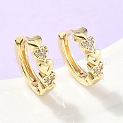 Серьги-кольца из латуни с микропаве и прозрачным кубическим цирконием в форме сердца EJEW-Z102-30G