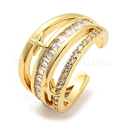 Серьги-каффы из латуни с микропаве и прозрачными циркониями EJEW-Q785-17G