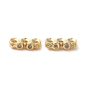 Brass Micro Pave Clear Cubic Zirconia Slide Charms KK-G481-01G
