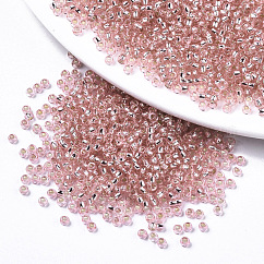 Perline semi di vetro, adatto per ricamo a macchina, argento rivestito, tondo, roso, 2.5x1.5mm, Foro: 1 mm, circa 20000pcs/scatola