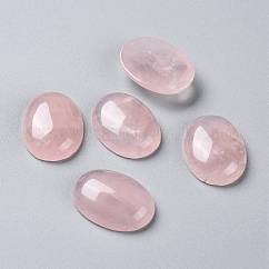 Natural rosa de cabuchones de cuarzo, oval, 24~25x17~18x6~7mm