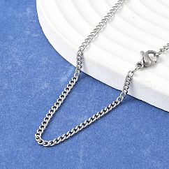 Collar de cadena de eslabones curvos para hombre y mujer, clásico, liso, de acero inoxidable 304, resistente al deslustre., con cierre de langosta, color acero inoxidable, 19.7 pulgada (50 cm)