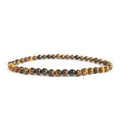 Pulseras elásticas de ojo de tigre natural de 4 mm