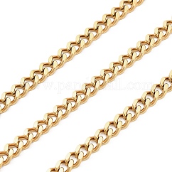 Chaînes gourmettes en acier inoxydable chirurgical 316l, non soudée, placage ionique (ip), avec bobine, or, 6x4.5x1.2mm