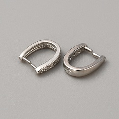 Laiton micro pave clair zircone cubique pression sur bélières, platine, 11.5x9.5x2.5mm