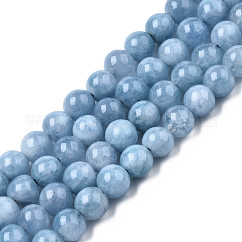 Quartz naturel teints chapelets de perles rondes, imitation aigue-marine, 6mm, Trou: 1mm, Environ 59~61 pcs/chapelet, 14.37 pouce