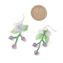 Orecchini pendenti con perle di semi di vetro fiore&nbsp;EJEW-MZ00663