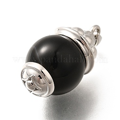 Pendenti in ottone e agata nera naturale (tinta e riscaldata)&nbsp;KK-Q043-22P