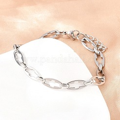 Set di gioielli con collana e bracciale a catena incrociata in acciaio inossidabile 304&nbsp;SJEW-L199-07P