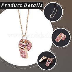 Collane con ciondolo a forma di fischietto in lega di rosa e strass&nbsp;NJEW-WH20001-24G-02