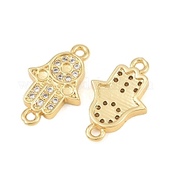 Breloques de connecteur en laiton micro pavé de zircone cubique transparente&nbsp;CU-CBAB719-07G-C