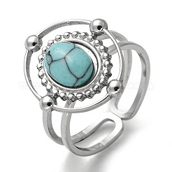 Anillos de puño de acero inoxidable 304 con piedras preciosas sintéticas&nbsp;G-Z056-04P