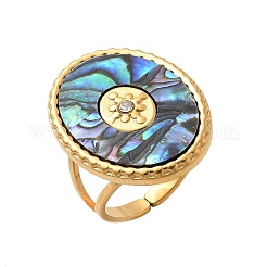 Ovale Manschettenringe aus 304 Edelstahl & Paua-Muschel & Strass für Damen&nbsp;RJEW-G346-06G-02