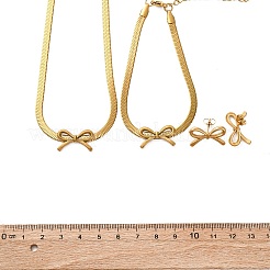 Bowknot 304 Edelstahl Anhänger Halsketten & Charms Armbänder & Ohrstecker Sets&nbsp;SJEW-Z003-03G