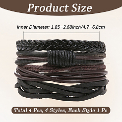 1 borsa di bracciali intrecciati in cordino di pelle PU regolabile con stili misti per unisex&nbsp;BJEW-CL0001-47A