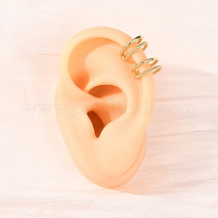 Orecchini a polsino in ottone a forma di C a due strati&nbsp;EJEW-G445-01G