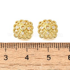 Blumen Messing klare Zirkonia Perlenkappen&nbsp;KK-V008-01G
