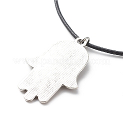 Hamsa-Hand aus Legierung mit Emaille-Halskette mit Anhänger des bösen Blicks für Frauen&nbsp;NJEW-JN03956-01